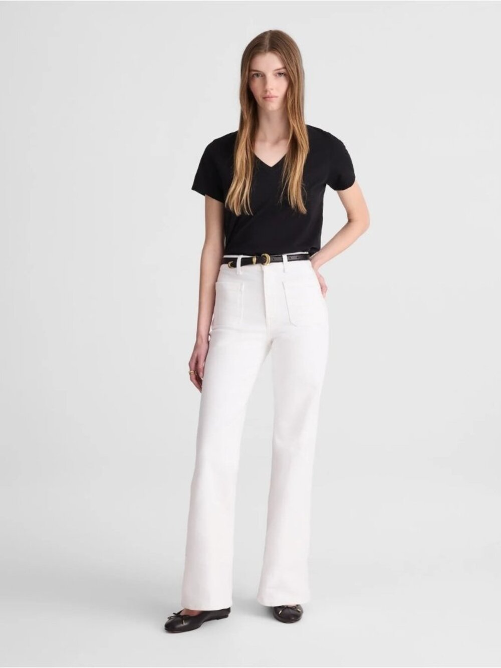 NWT Madewell 27x29 The Emmy Wide Leg Jean Super Stretch Denim Tile White